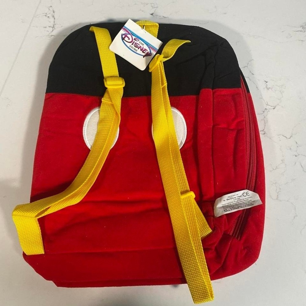 NWT vintage Disney Store Mickey Mouse Backpack – Red & Black with Yellow Straps